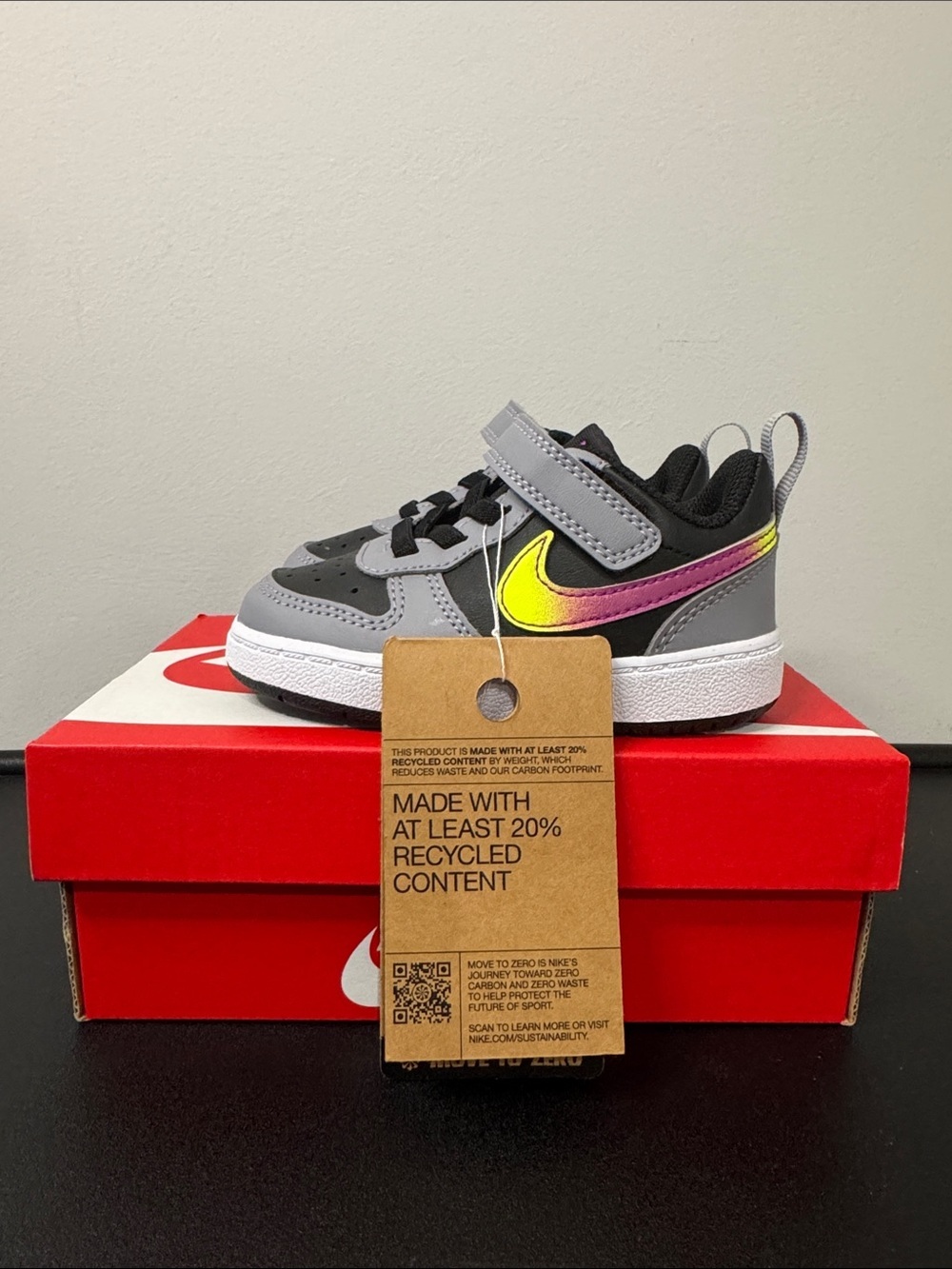 Nike Court Borough Low Recraft Black Vivid Purple Cement Grey 6C New NIB